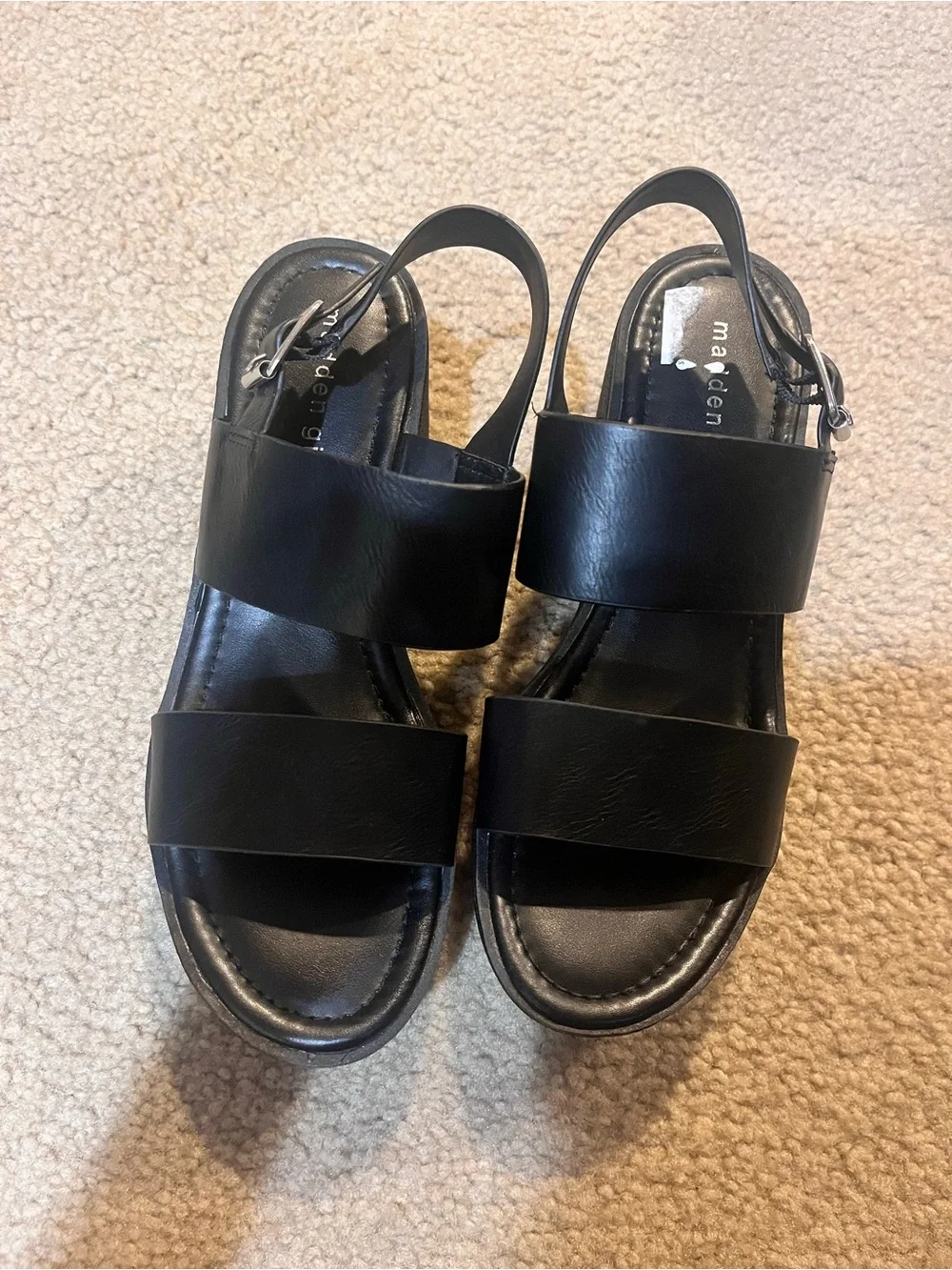 Madden girl Y2K goth platform Black Double-Band Slingback Sandals size 8